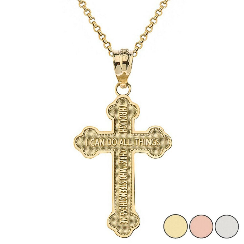 Solid Gold Philippians 413 Bible Cross Necklace 433$